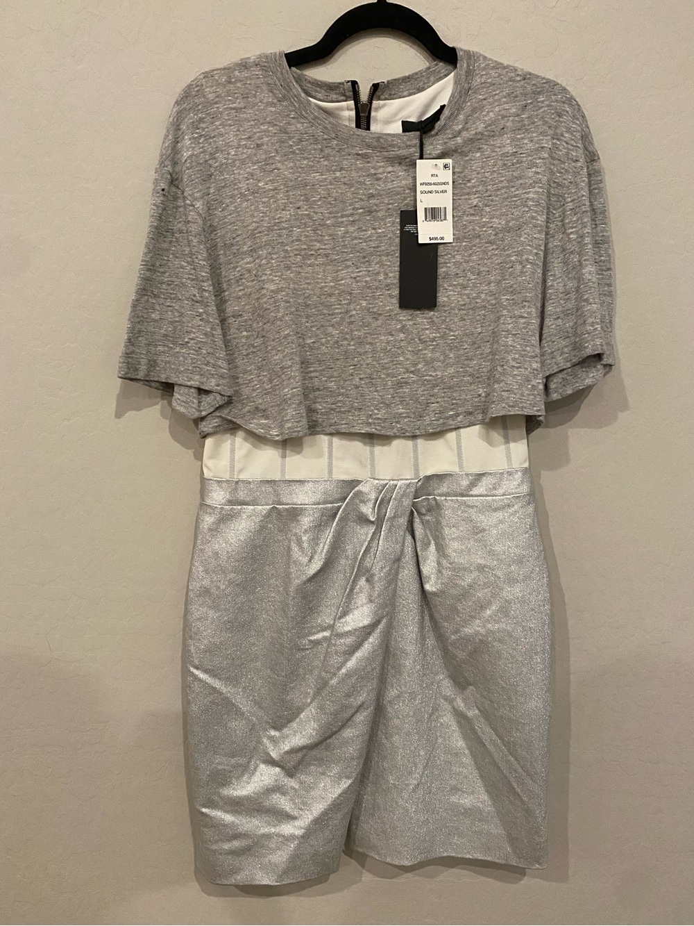 RtA Naomi Layered Look Dress Sound Silver Size Large NWT
